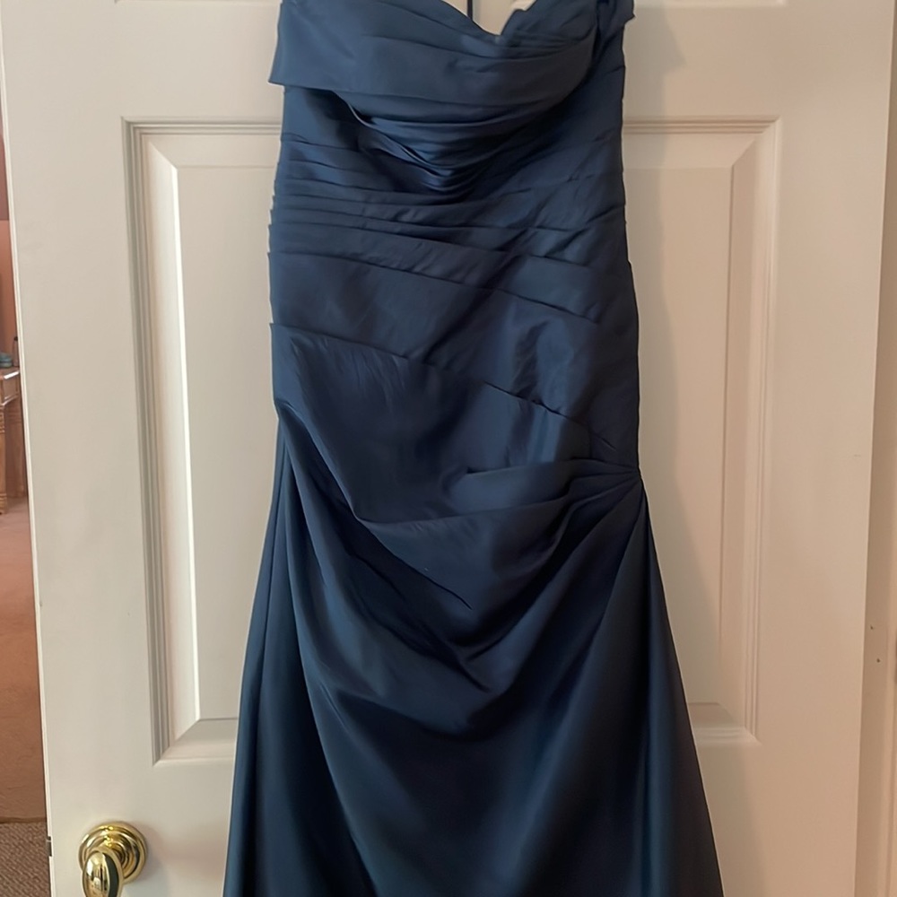 Bill Levkoff Strapless Navy Blue Long Dress size 6 - Picture 3 of 5